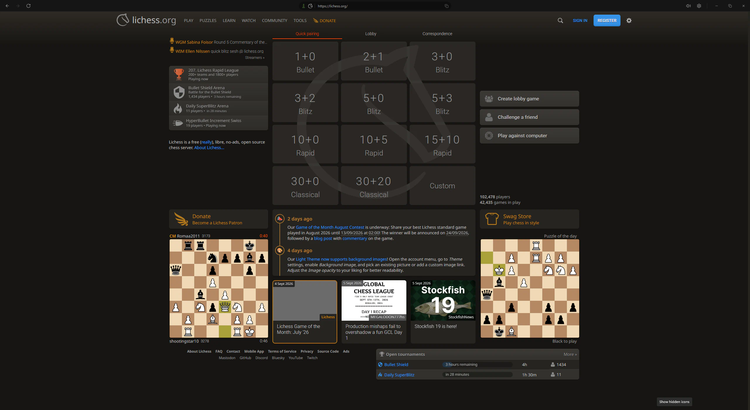 Chess Desktop running Lichess